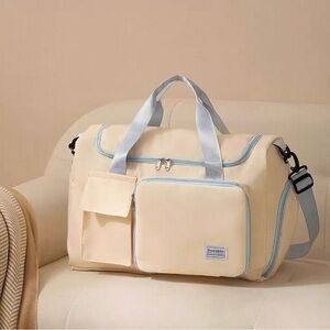 Large Travel Duffel Bag Carry On Luggage w/Shoulder Strap Beige Sports Bag Beige